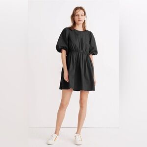 Madewell Poplin Crewneck Bubble-Sleeve Mini Dress, Size 2